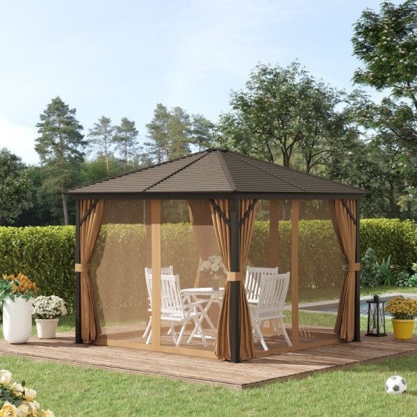 Rootz Gazebo - Trädgårdslusthus - Pavillong - Trädgårdspavillon - Festtält - Brun