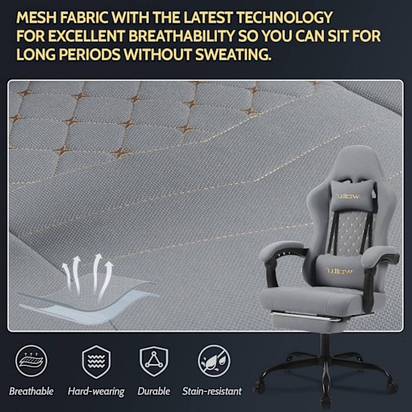 Rootz Massagespelstol - Svankstöd - Mesh som andas - Ergonomisk design - 64cm x 127cm x 54cm