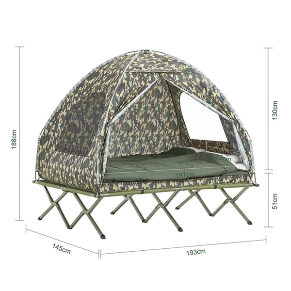 Rootz 4-i-1 campingtältpaket för 2 personer - popup-tält - tältsäng med solstol - slitstark oxfordnylon - vattentät - enkel montering - 193 cm x 188 c