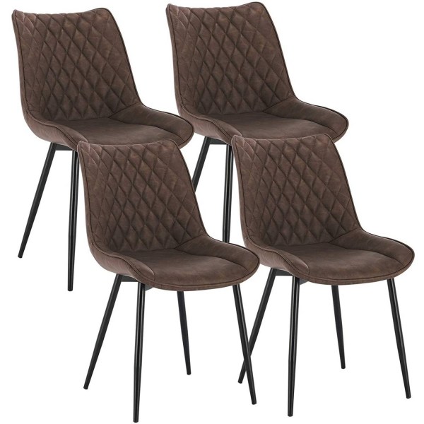 Rootz sæt med 4 spisestuestole - Moderne stole - Stilfulde siddepladser - Holdbart kunstlæder - Ergonomisk design - Nem montering - 85,5 cm x 46 x 40,