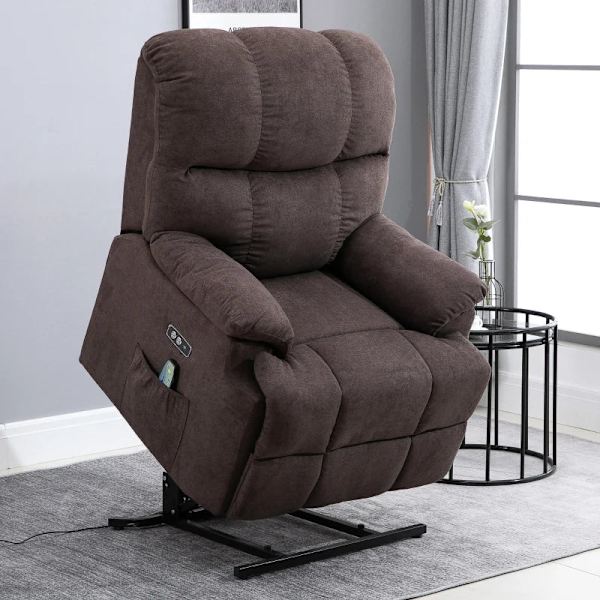 Rootz Massagestol - Ståhjälp - Avslappningsstol - Enkel laddning - Inklusive fjärrkontroll - Flerskiktskort - Usb-gränssnitt - Brun - 83L x 95W x 105H