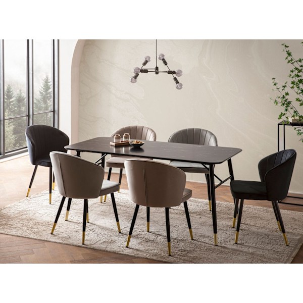 Rootz Modern Dining Table - Rectangular Table - Black Look Table - Sits 6 - 140cm x 80 cm x 76 cm
