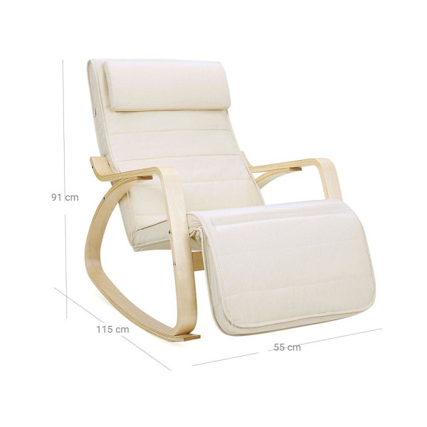 Rootz gungstol - Gungstol i trä - Modern gungstol - Klassisk gungstol - Bekväm gungstol - Gungstol för avkoppling - Beige - 67 x 115 x 91 cm