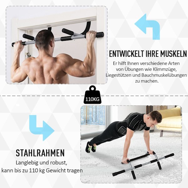 Rootz Chin-up Bar träningshållare - svart, grå - stål, skum, pe - 36,22 cm x 15,75 cm x 6,69 cm