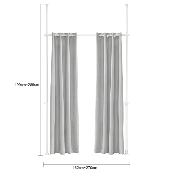Rootz justerbar teleskopgardin - Rumsavdelare - Sekretessskärm - Högkvalitativ polyester - Hudvänlig - Enkel montering - 162-270cm x 199-285cm