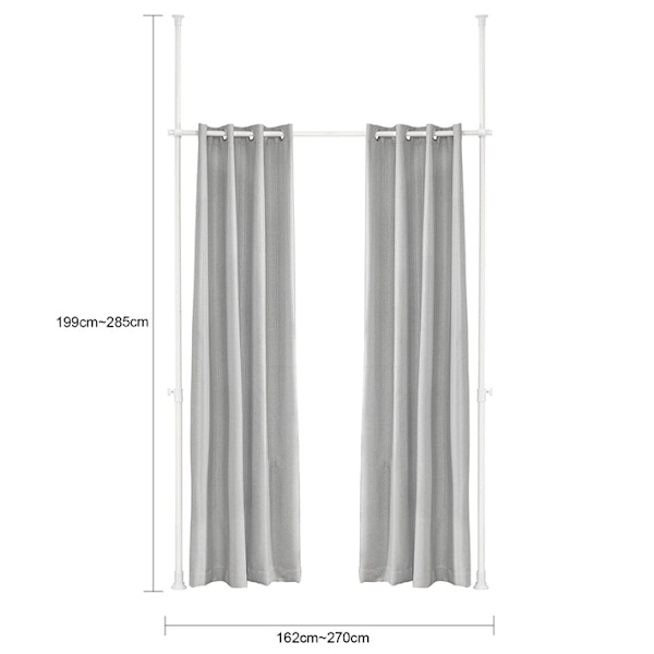 Rootz säädettävä teleskooppiverho - Huoneenjakaja - Yksityisyysnäyttö - Laadukas polyesteri - Ihoystävällinen - Helppo koota - 162-270cm x 199-285cm