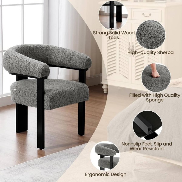 Rootz Luxurious Fleece Lounge Chair - Stue Lænestol - Komfortabel siddeplads - Holdbar gummitræramme - Ergonomisk design - Skridsikre gulvbeskyttere -