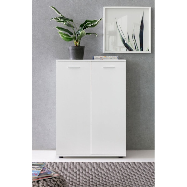 Rootz kommode med 2 låger 71x104x35cm multifunktionsskab træ hvid - Entreskab lyst moderne - Skab lille - Skænk mat skænk - Kommode hallmøbler