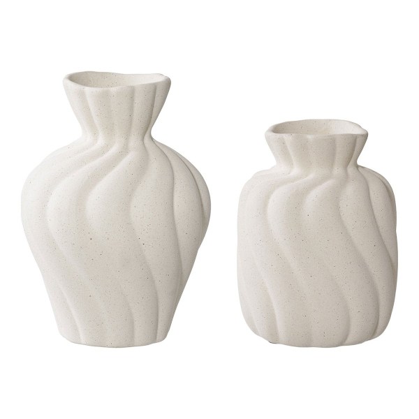 ROTZ SET AV 2 keramiska vaser - Vita vaser - Dekorativa krukor - Elegant design - 911cm x 8,81 cm x 1215 cm