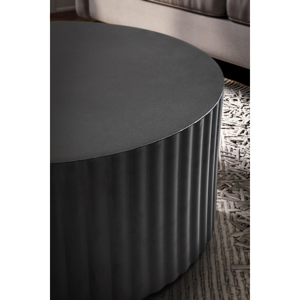 Rootz Modern Design Sofabord - Rundt bord - Elegant Lamellook - Håndlavet - Anti-Slip Nubs - Pulverlakeret jern - 67cm x 67cm x 31cm