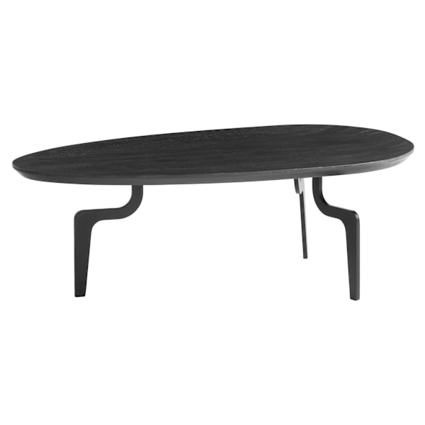 Rootz Oval sofabord - Tidløs design - sort træbord - håndlavet - naturligt trækorn - 86 cm x 50 cm x 30 cm