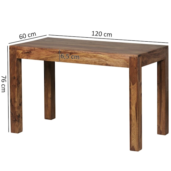 Rootz matbord massivt trä sheesham 120 cm matsalsbord träbord design köksbord lantlig stil mörkbrun