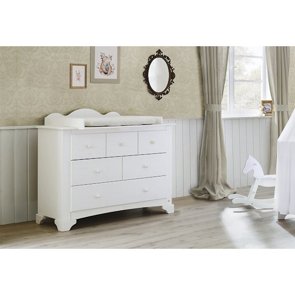 Rootz Pino Wide Changing Unit - Nursery Dresser - Baby Changing Station - Versatile Setup - 127cm x 77cm x 109cm