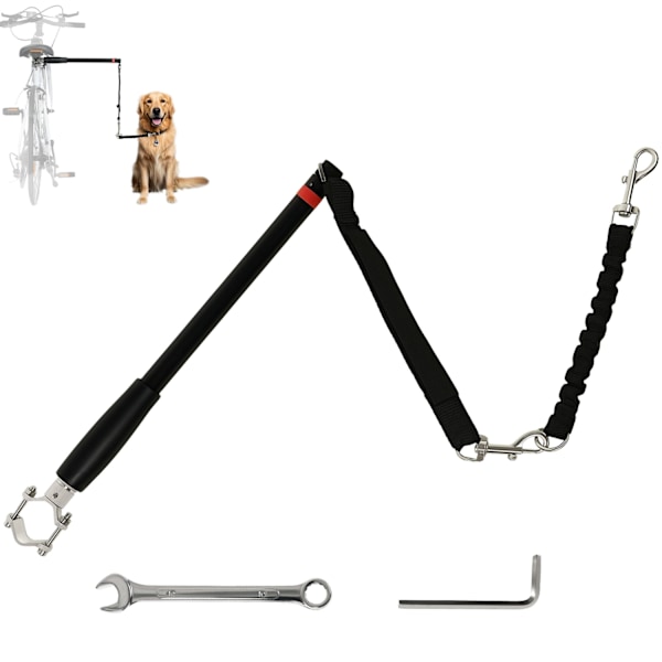 Rootz Bicycle Dog Leash - Elastic Rope - Tubular Steel - Shock -reducerende design - 124 cm Længde - Hold hunde sikkert på cykelture