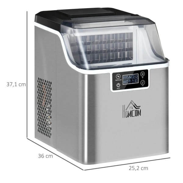 Rootz Ice Cube Machine - Ice Cube Dispenser - Ismaskin - Iskubmaskin med 3,2 l vattentank - Silver - 25,2L x 36W x 37,1H cm