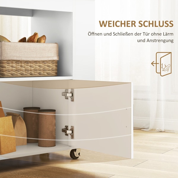 Rootz Kitchen Trolley - Rolling Island - Portable Cart - Wine Racks & Storage - Rubberwood Top - 83L X 40W X 83H CM