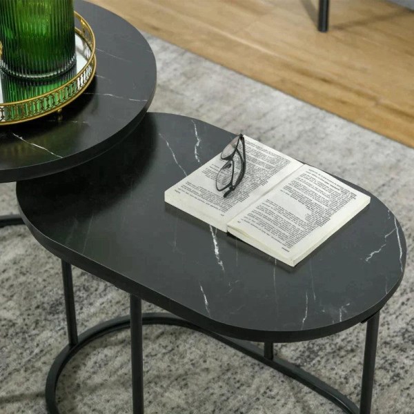 Rootz sæt med 2 sideborde - Sofabord - Industrielt design - Stue - Soveværelse - Entre - Sort - Ø50 x 50,5H cm