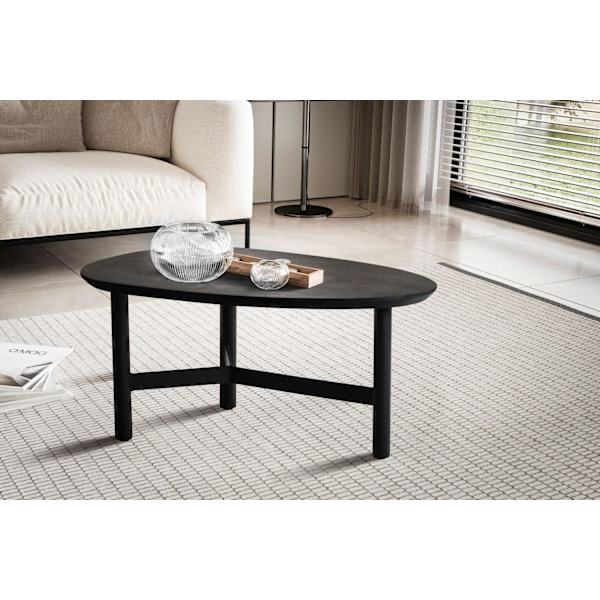 Rootz Modern Design Soffbord - Njurformat bord - Stativstomme - Handgjord - Mangoträ - Svart - 86cm x 50cm x 37cm - Tidlöst utseende - Naturligt trä å