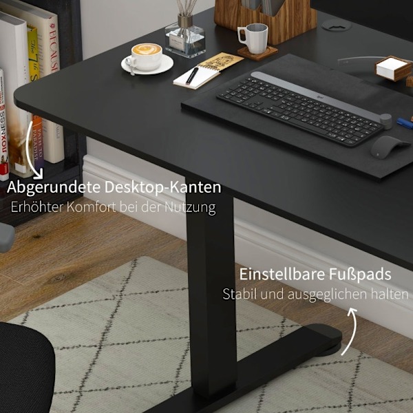 Rootz elektrisk stående skrivebord - Højdejusterbart skrivebord - Sit Stand-skrivebord - Ergonomisk arbejdsstation - 140 cm x 70 cm x 72-116 cm