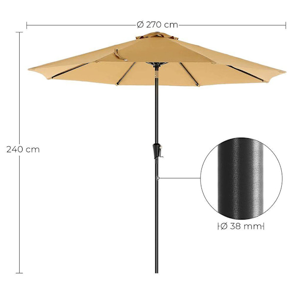Rootz Parasol - Haveparasol - Strandparasol - Sammenklappelig haveparasol - Udendørs parasol - Haveparasol - Parasol - Parasol - Paraply Parasol - Tau