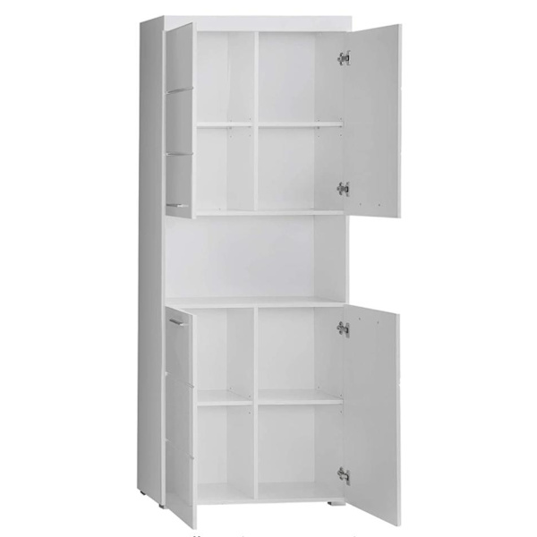 Rootz Badeværelsesskab - Højskab med åbent rum - Højglans - 73 x 190 x 31 cm White High gloss