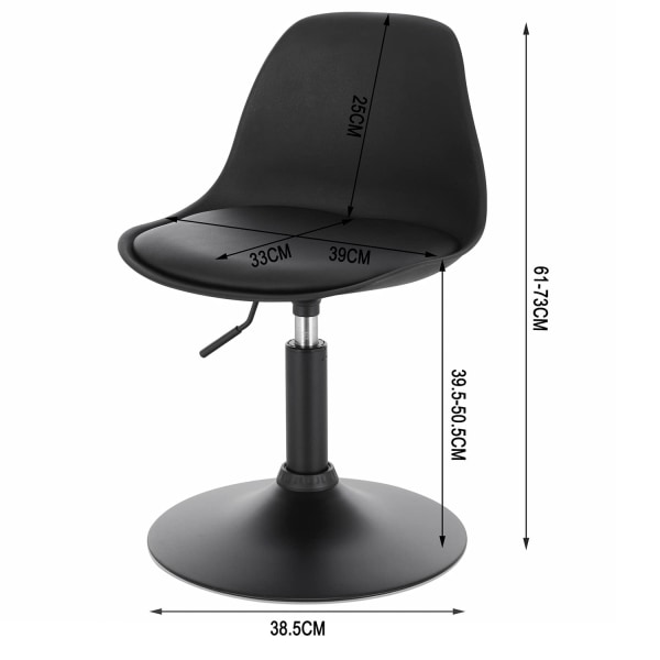 Rootz justerbar barpall - Bänkpall - Snurrstol - Ergonomisk design - Enkel montering - Robust konstruktion - 41cm x 61-73cm x 39cm