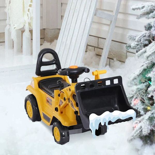 Rootz 3-i-1 Trettraktor - Ride-On Bulldozer Digger Traktor - Dravagn - Lek Bygglastbil - PP Plast - Gul - 80 cm x 26,5 cm x 39 cm