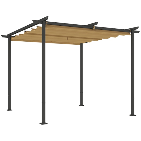 Rootz 3x3m Garden Pergola - Justerbart soltak - Metallram - UPF30+ Skydd - Perfekt för terrass - 300 cm x 300 cm x 227cm
