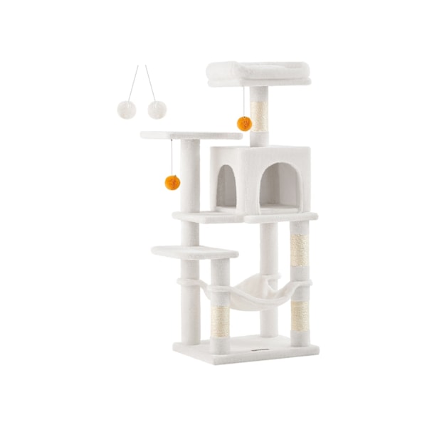 Rootz Cat Tree Skrapstolpe - Gräddvit - Cat Condo - Chipboard Plysch Sisal - 45cm x 35cm x 112cm - Heavy Duty - Idealisk för 4 katter