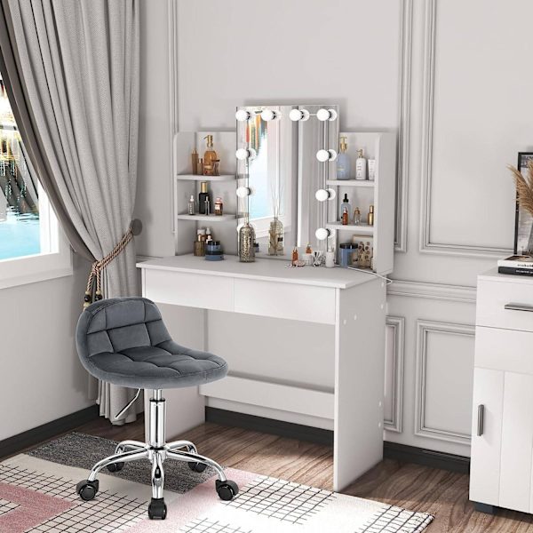 Rootz Velvet kontorstol - Justerbar skrivebordsstol - Ergonomisk drejestol - Komfortabel, fleksibel, ergonomisk design - 56,5 cm-68 cm x 38 cm x 31 cm