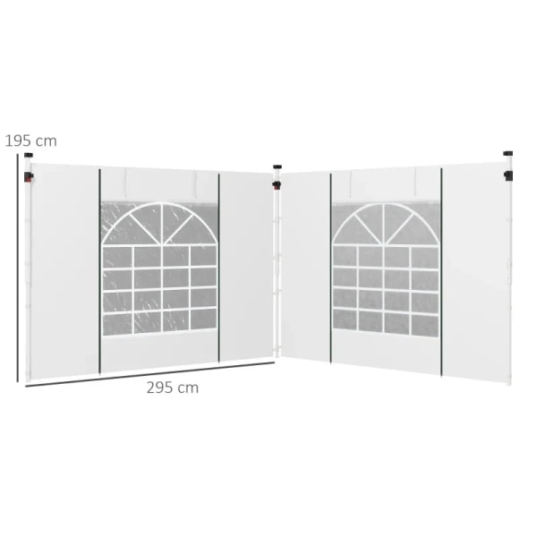 Rootz Gazebo - Sidepaneler - Udskiftning af 2 pakke sider - Pop Up Gazebo - Med vinduer og døre - Hvid - 295W x 195H cm