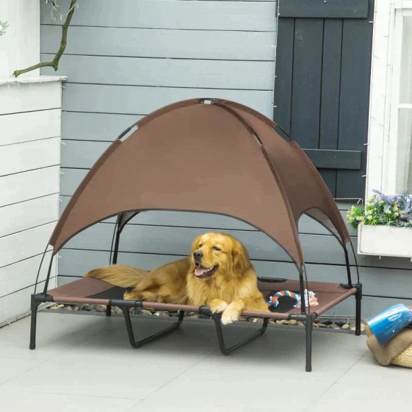 Rootz hundeseng - kæledyrsseng - hævet hundeseng - udendørs hundeseng - åndbar - taftkaffe - 122 x 92 x 108 cm