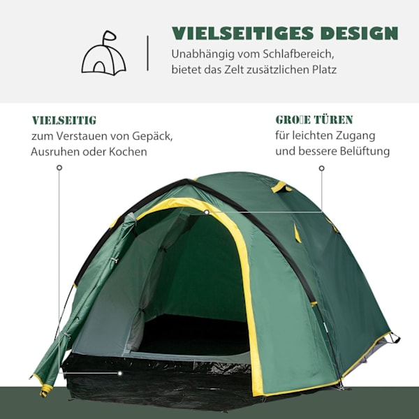 Rootz Campingtelt - Grøn, Gul - Polyester, Pe, Glasfiber - 127,95 cm x 72,04 cm x 51,18 cm