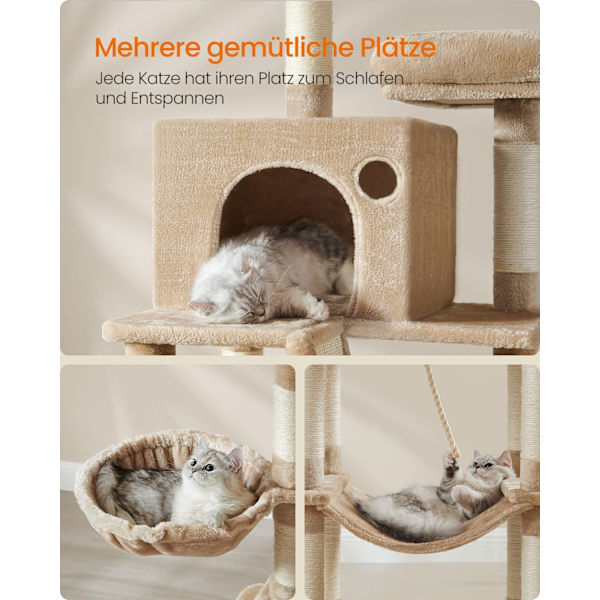 Rootz stor skrapstolpe - Cat Tree - Multi-level Scratcher - Chipboard Plysch Sisal - 60cm x 50cm x 206cm