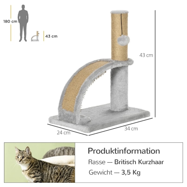 Rootz Cat -raapimistolppa - Kissanpuutanko - Raaputuslauta - Juuttitolppa - Huonekalujen suoja - 34cm x 24cm x 43cm