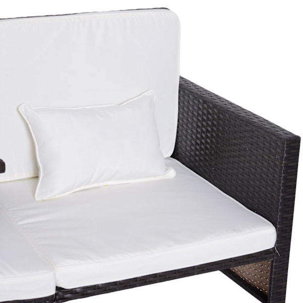 Rootz 3-delt havemøbler - Brun, Hvid - Polyrattan, Metal, Polyester - 63,78 cm x 25,59 cm x 33,86 cm