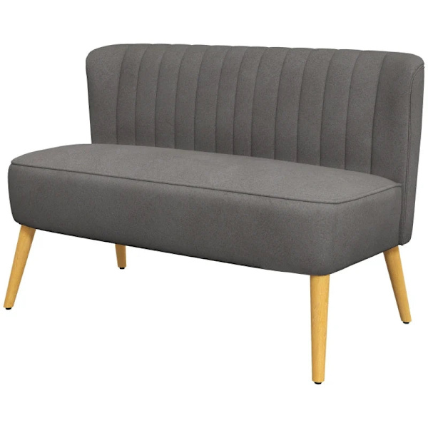 Rootz sofa - retrodesign - 2 pers. sofa - træben - fløjlsagtig polyester - mørkegrå - 117 cm x 56,5 cm x 77 cm