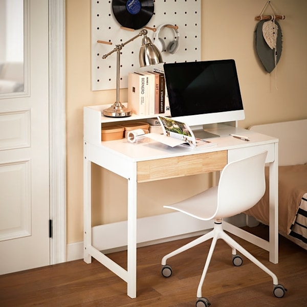 Rootz Compact Desk Table - Writing Desk - Study Desk - Space Saving Design - 100x95x59cm - Ideel til små værelser - MDF -materiale