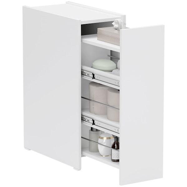 Rootz smalle badeværelseskab - gulvskab - fritstående opbevaring - let glidedybe skuffer - 47 cm x 25 cm x 66,5 cm