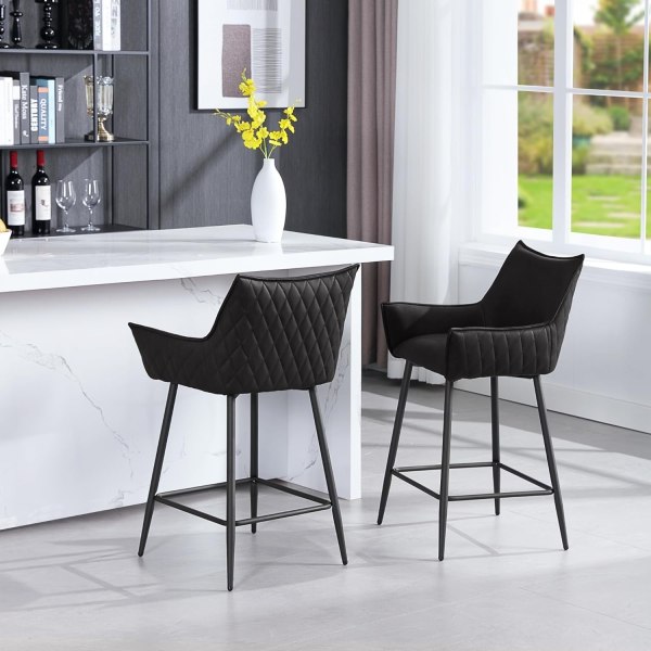 Rootz Vintage Barpall i konstläder - Retro Barstol - Industriell bänkpall - Bekväma sittplatser - Robust design - Golvskydd - 51cm x 90cm x 49cm