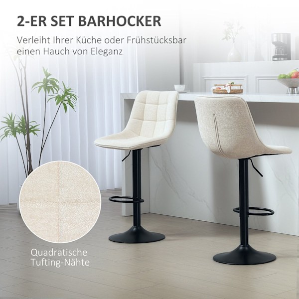 Rootz Modern 2 Set roterande stångstolar - Justerbar avföring - vadderade stångstolar - Höjd mångsidig 63-84cm - 47b x 53T x 96-117H cm