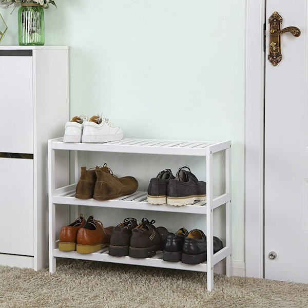 Rootz Bamboo 3-lags skostativ - Baderumsstativ - Opbevaringsstativ - Velegnet til 12 par sko - 70 x 26 x 55 cm