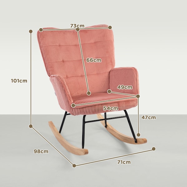 Rootz Rocking Chair - Avslappningsstol - Sjuksköterska - Lastkapacitet 120 kg - 98 cm x 71 cm x 101 cm - rosa polyester