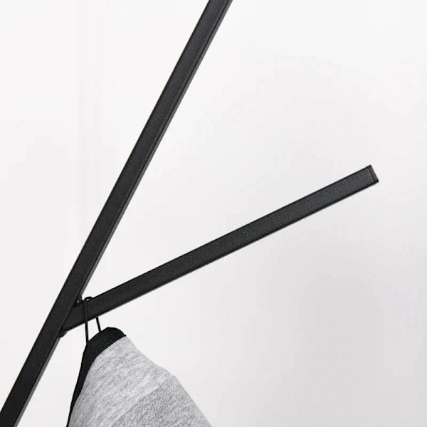 Rootz klädhängare - Scandi Design - Klädställ - MDF-trä - Väskor Halsdukar - 7 klädkrokar - Metallram - Svart + Brun - 45L x 45W x 180H cm