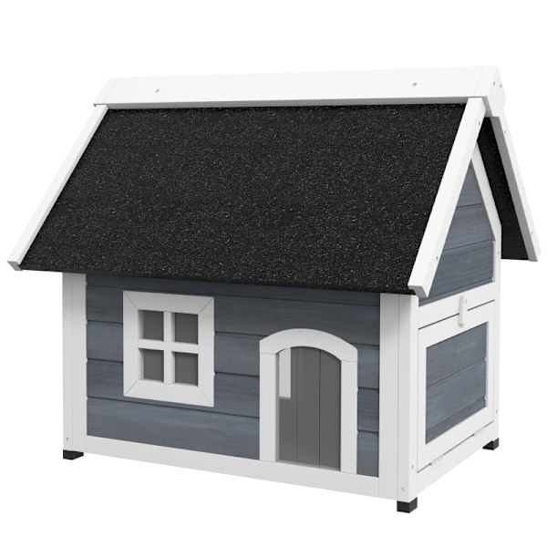 Rootz Outdoor Cat House - Hyggeligt husly - Pet Cave - Tredørs design - Vejrbestandigt - Grantræ - 77 cm x 57,5 ​​cm x 68 cm
