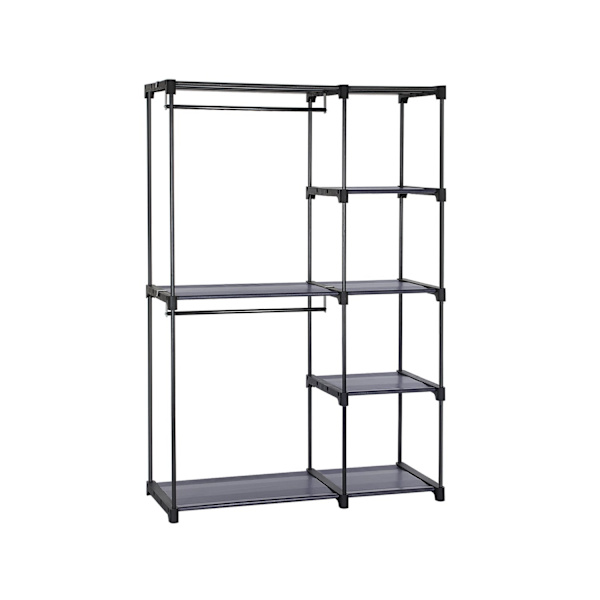 Rootz Åbent garderobeskab - Skabsorganisering - Tøjstativ - Ikke-vævet stof - 43cm x 112cm x 165cm - Sort - Metalrør - Plastforbindelser