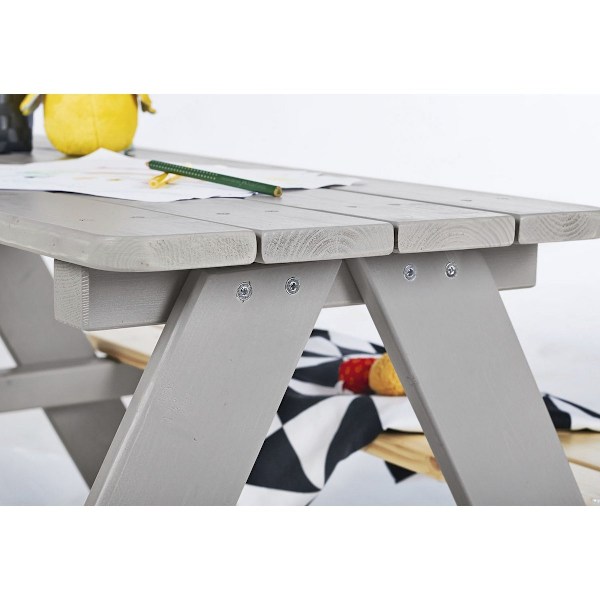 Rootz børnepicnic bænk - udendørs bord til børn - siddepladser i massivt træ - holdbart design - 90 cm x 79 cm x 50 cm
