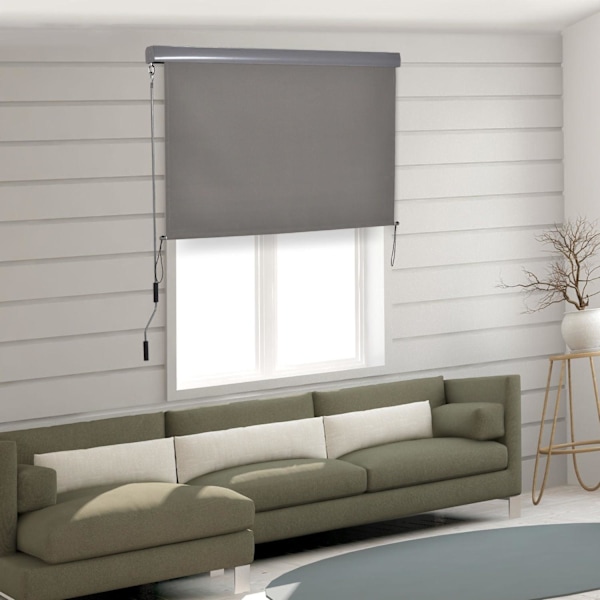 Rootz Vertikal Markise Aluminium med Håndsving - Lysegrå - Aluminium, Polyester - cm x 55,11 cm x 98,42 cm