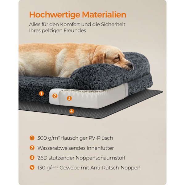 Rootz Ortopædisk Hundeseng - Pet Bed - Memory Foam Seng - Komfortabel og støttende - 122 cm x 85 cm x 24 cm