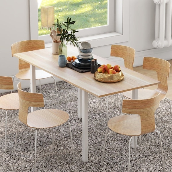 Rootz matbord för 6 personer - Utfällbart bord - Platssparande matbord - Lätt att rengöra - 160L x 70W x 76H cm - MDF och stål